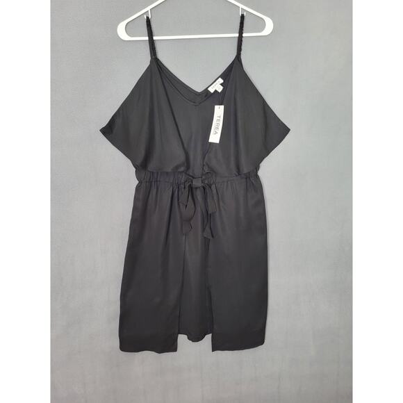 Women's Elise Double Layer Mini Dress Black Spaghetti Strap Size Small - Picture 1 of 8
